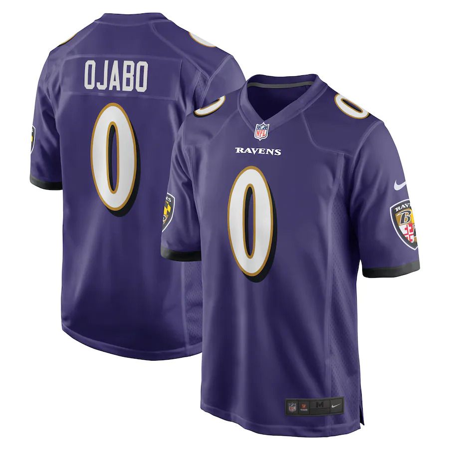 Men Baltimore Ravens #0 David Ojabo Nike Purple 2022 NFL Draft Pick Player Game Jersey